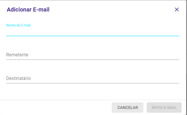 Formulário de cadastro de e-mail